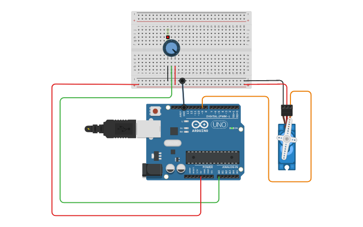 Circuit design S12_Tarea_BloqueServoPotenciometro | Tinkercad