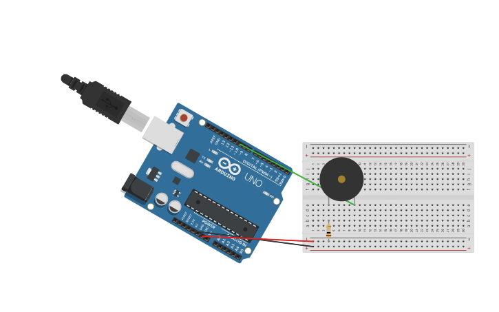 Circuit design PIEZO - Tinkercad