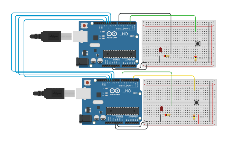 Circuit design Act. 2 SPI communication between the two Arduino boards ...