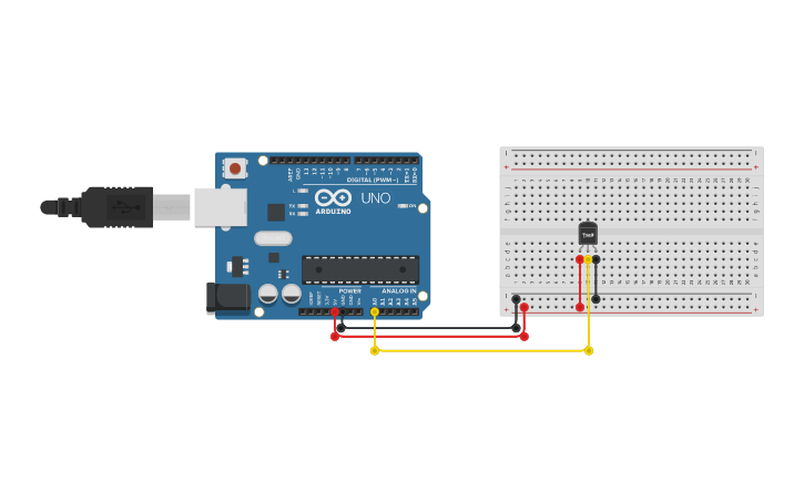 Circuit design TMP36 - Tinkercad