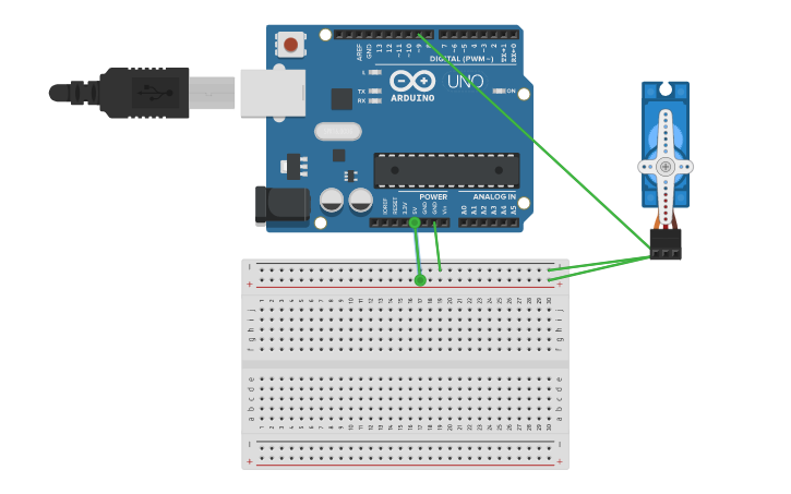 Circuit design LAB 12-3 Control Servo with Potentiometer | Tinkercad