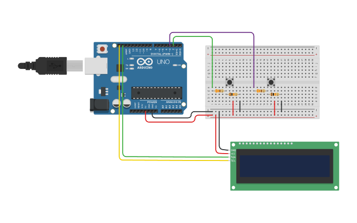 Circuit design LCD i2C - Tinkercad