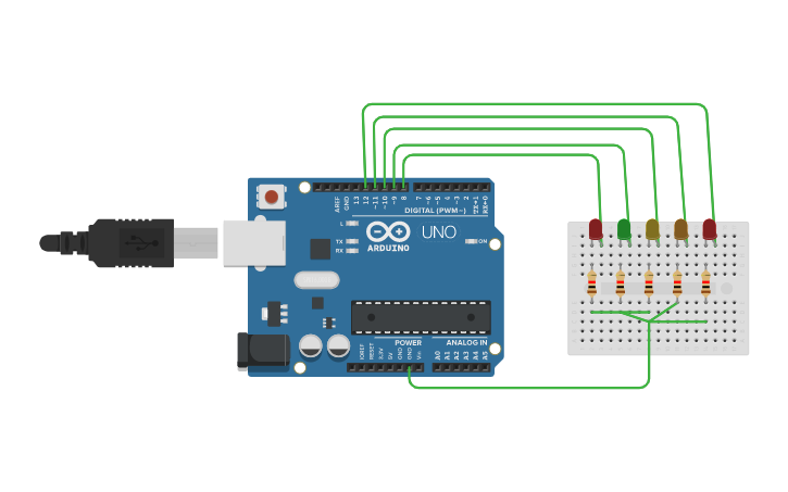 Circuit design Arduino activity 5 [1] - Tinkercad