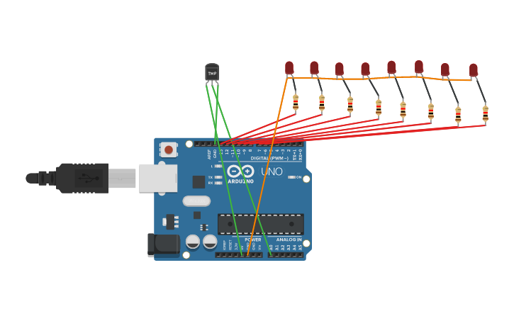 Circuit design TEMPERATURE SENSOR | Tinkercad