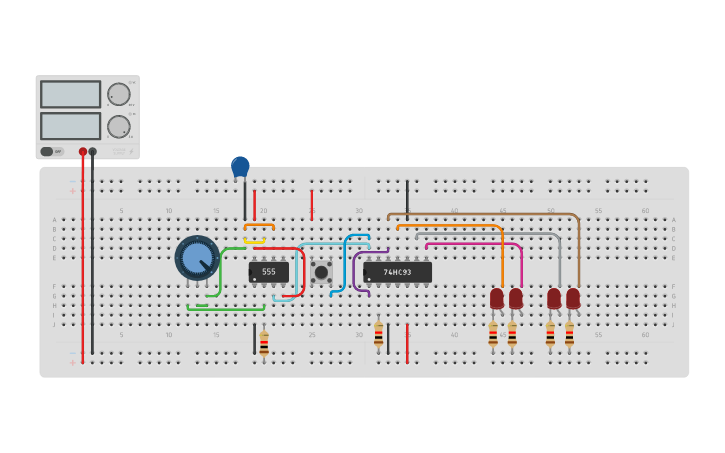 Circuit design Copy of 4bit - Tinkercad