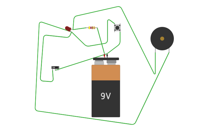 Switch Button Buzzer Led With 9v Battery Tinkercad