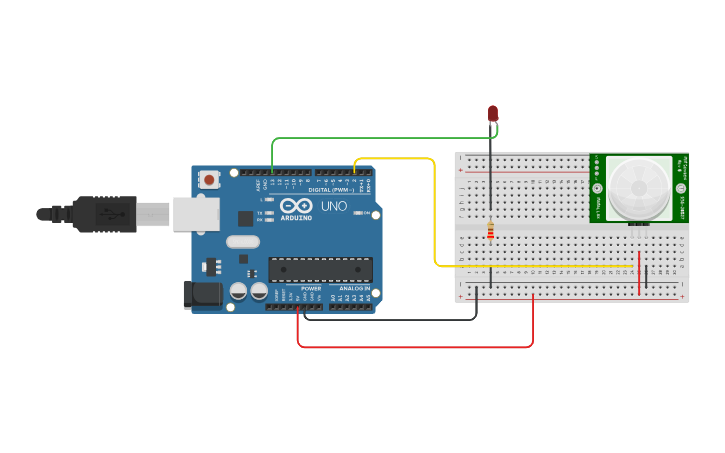 Circuit design Motion Detector by PIR Sensor - Tinkercad