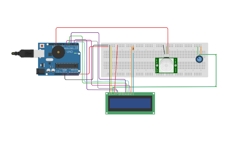 Circuit design Human Detection using Sonar | Tinkercad