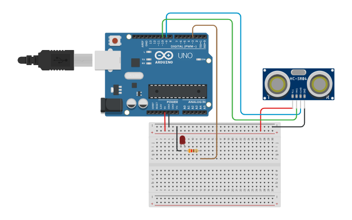 Circuit design SENSOR ULTRASONICO 2 - Tinkercad