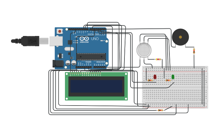Circuit design Gas Detector - Tinkercad
