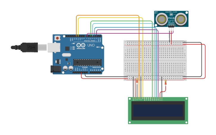 Circuit design distance sensor - Tinkercad