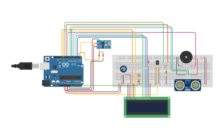 Circuit design Smart Water Monitoring System - Tinkercad