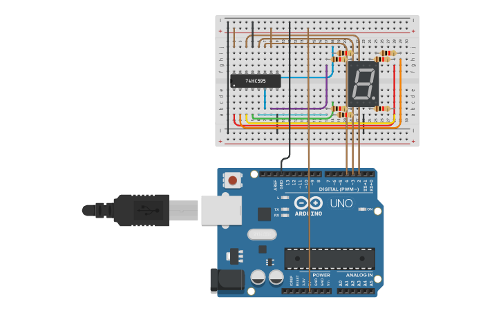 Circuit design 7 Segment Display - Tinkercad