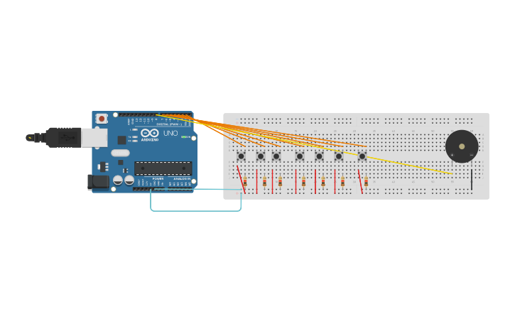 Circuit design Arduino piezo con pulsadores - Tinkercad