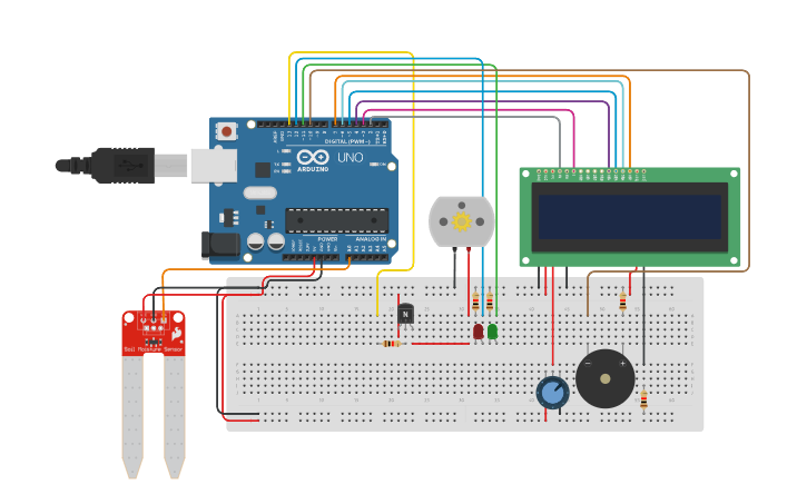Circuit design Automated Plant Watering System - Project - Tinkercad