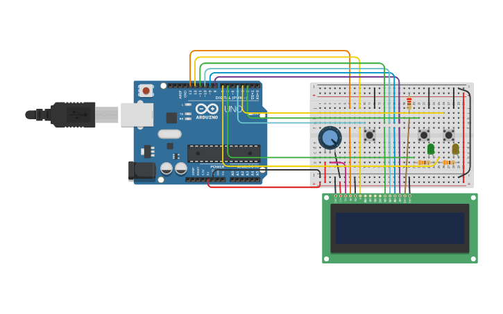 Circuit design LCD Counters Lab Part A | Tinkercad