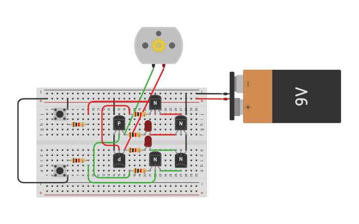 Circuit design h bridge with bjt | Tinkercad