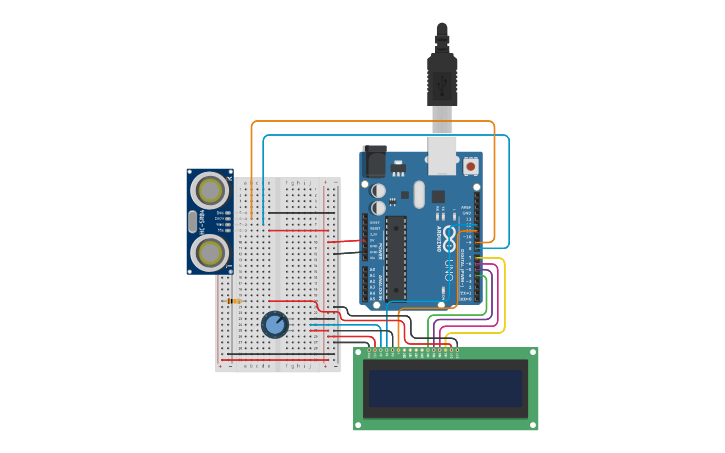 Circuit design LCD e LM35 | Tinkercad