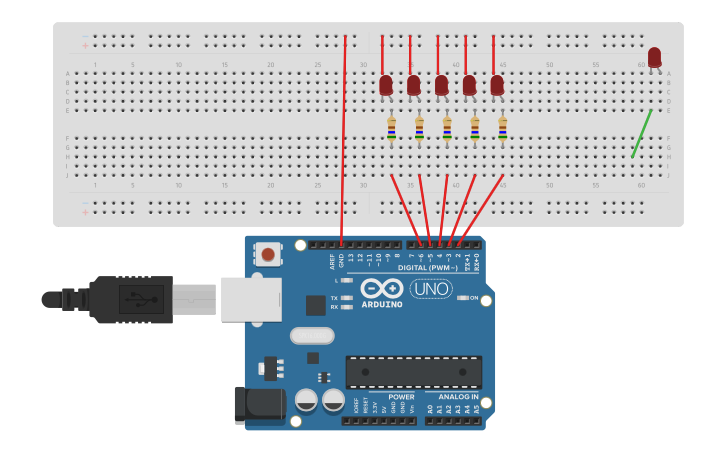 Circuit design Arduino LED Wave - Tinkercad