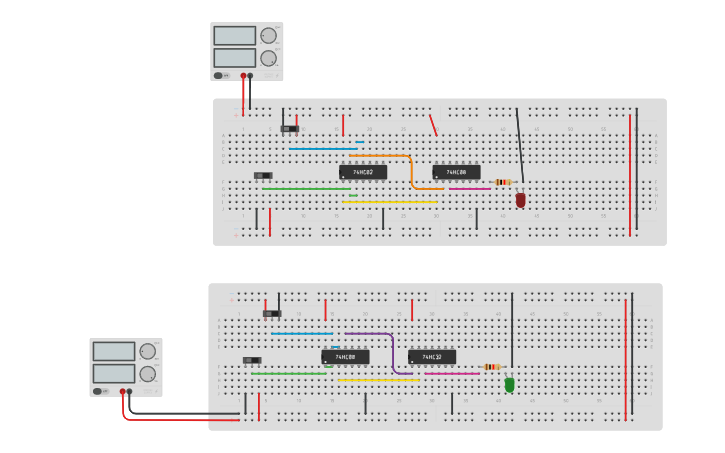 Circuit design De Morgan's Theorem - Tinkercad