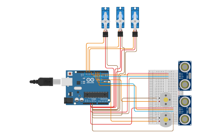 Circuit design Test robot arm - Tinkercad