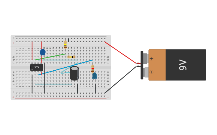 Circuit design Timer 555 - Tinkercad