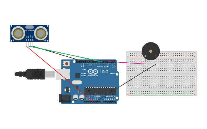 Circuit design uv distance sensor - Tinkercad
