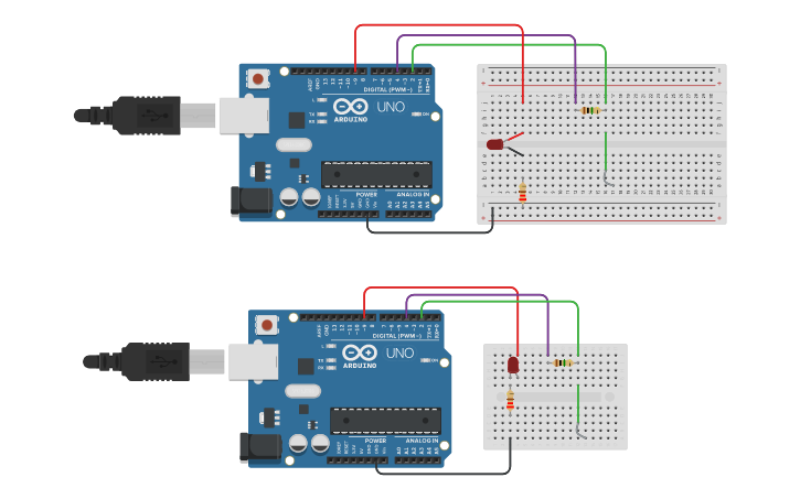 Circuit design 觸摸開關(使用CapacitiveSensor函式庫) - Tinkercad