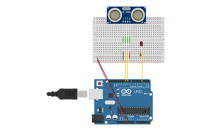 Circuit design ARDUINO ULTRASONIC SENSOR - Tinkercad