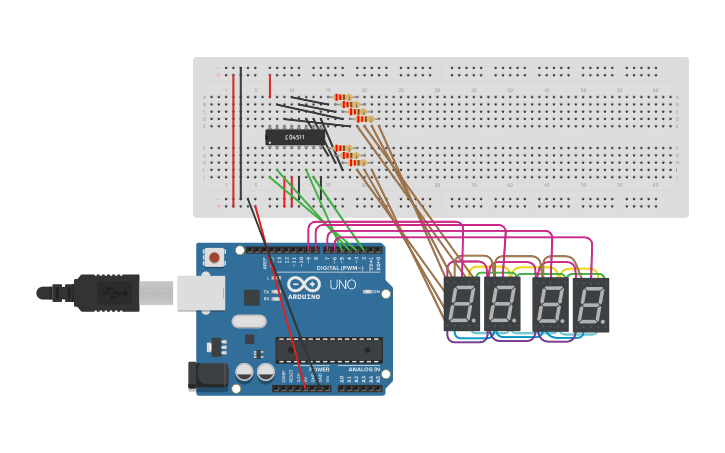 Circuit design 7 Segment Display Clock, - Tinkercad