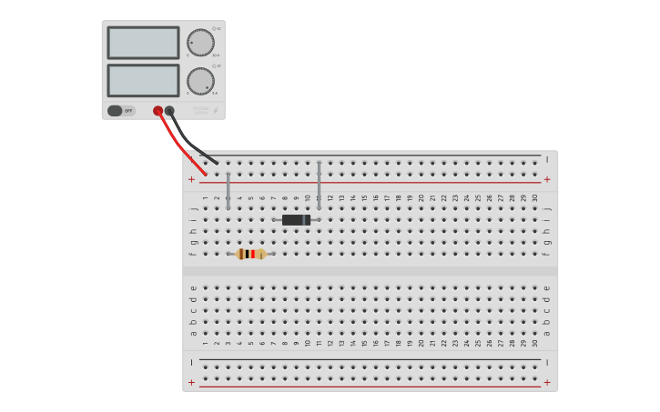 Circuit design Diodo em Série com Resistor - Tinkercad