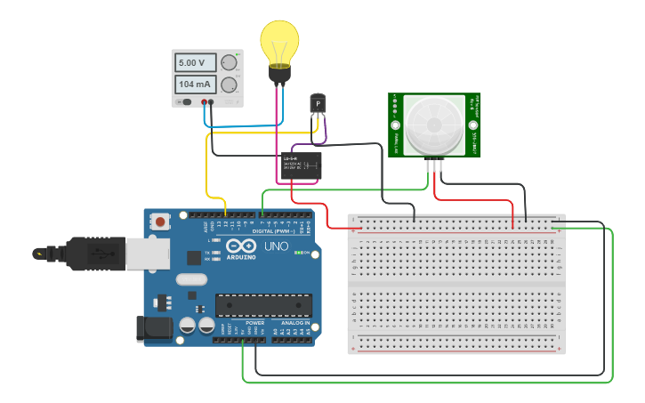 Circuit design Sistema de alarma con luces-RM - Tinkercad