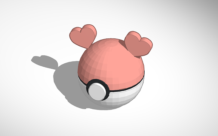 3D design heart Pokeball - Tinkercad