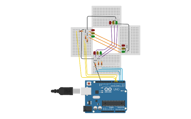 Circuit design Traffic light - Tinkercad
