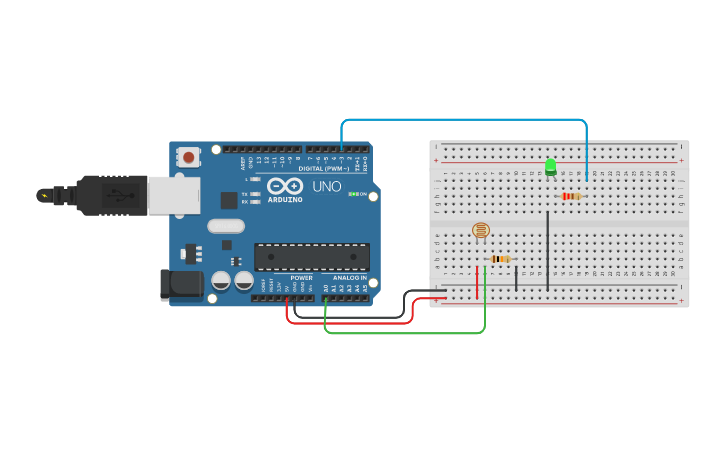 Circuit design LDR | Tinkercad