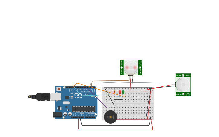 Circuit design sensor PIR | Tinkercad