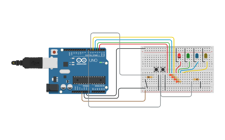 Circuit design Button LED - Tinkercad