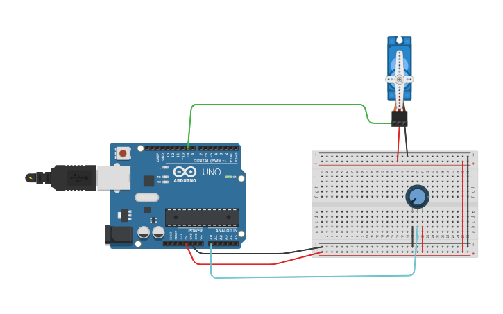 Circuit design servomotor - Tinkercad