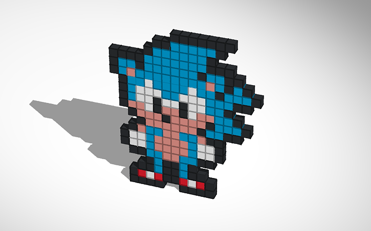 3D design My first Sonic pixel art ever!!! - Tinkercad