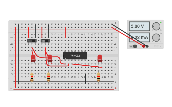 Circuit design OR 7432 | Tinkercad
