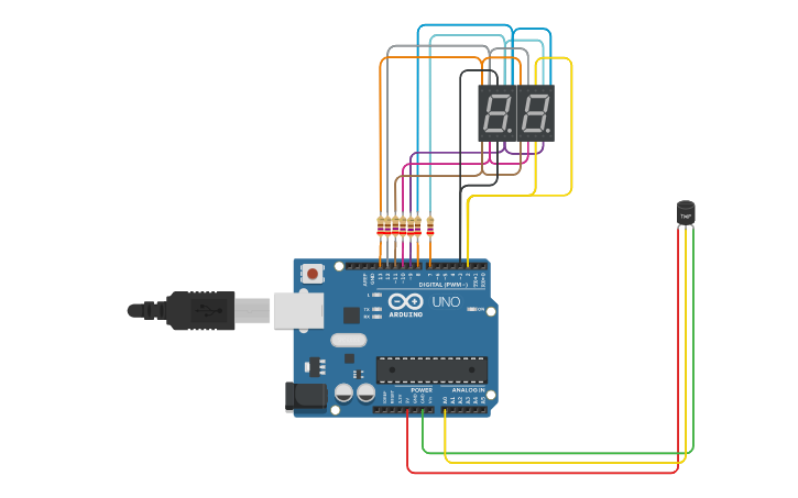 Circuit design TMP36 Temperature sensor - Tinkercad