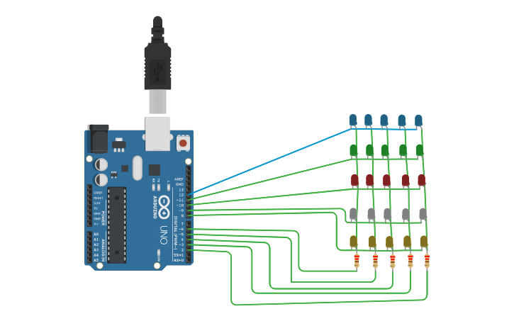 Circuit design Copy of LED Matrix - Tinkercad