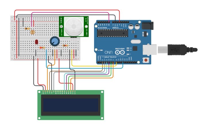Circuit design PIR Proximity alarm System - Tinkercad