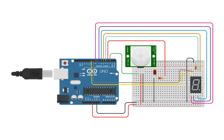Circuit design MOTION SENSOR LIGHT WITH TIMER - Tinkercad