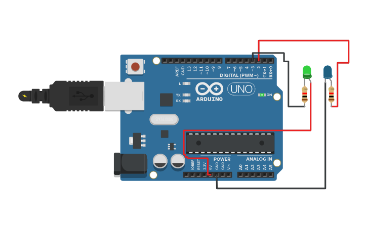 Circuit design active high/low - Tinkercad