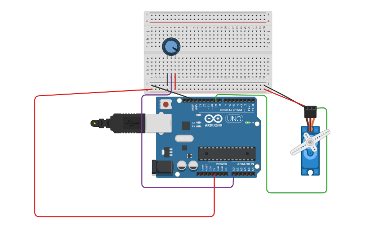 Circuit design Servo Motor - Tinkercad