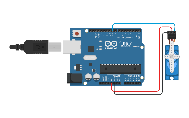 Circuit design Control de Servomotor con Arduino UNO | Tinkercad