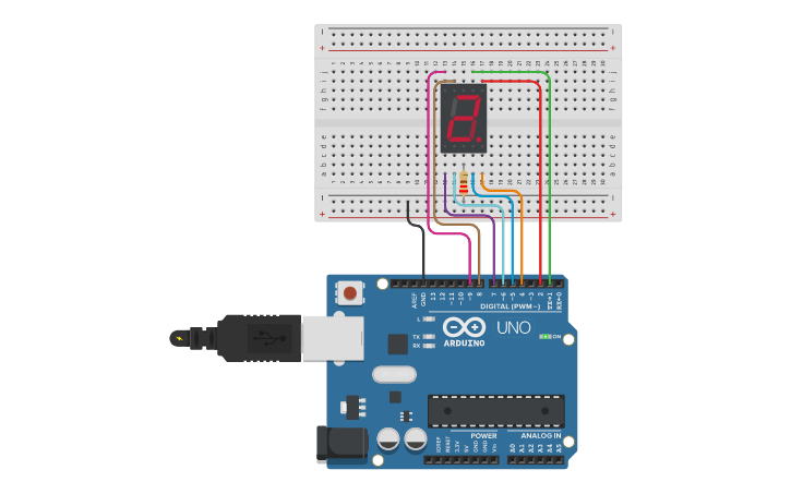 Circuit design 7 Segment Display | Tinkercad