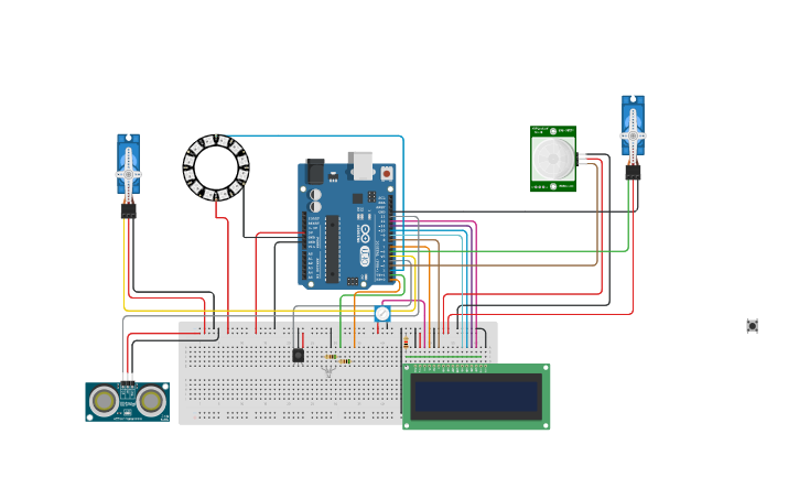 Circuit design Smart Car Parking System - Tinkercad