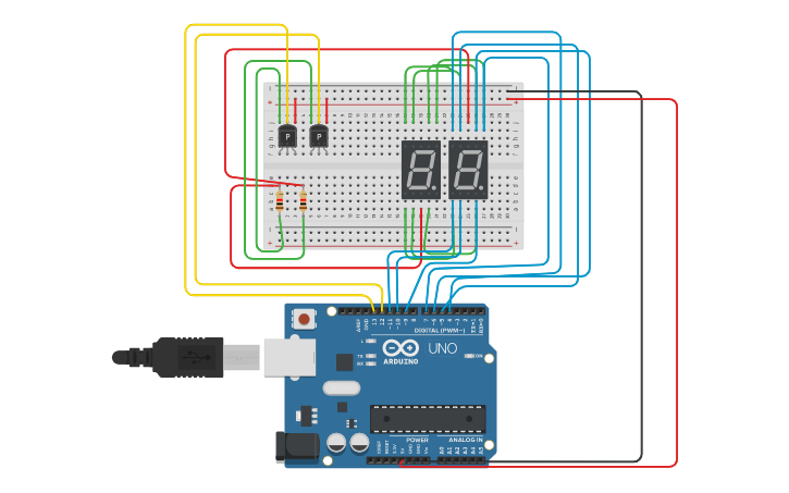 Circuit design Contador 0-99 - Tinkercad